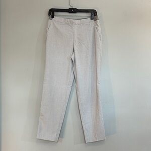 Uniqlo white & gray pull on striped pants size medium